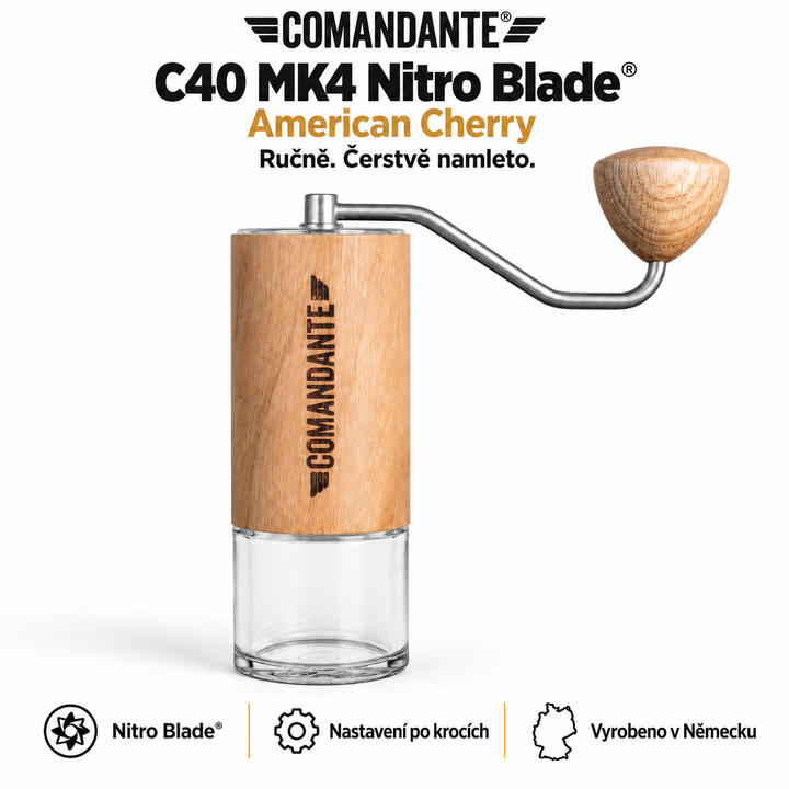 Comandante C40 MK4 Nitro Blade – Ruční mlýnek na kávu s ocelovými kameny a přesným nastavením hrubosti