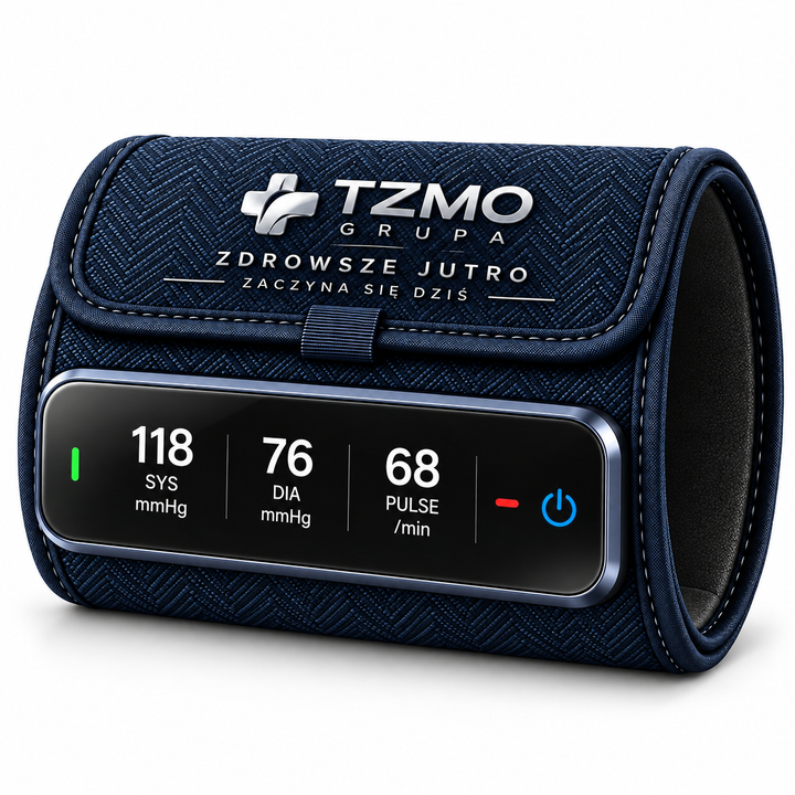 Inteligentny ciśnieniomierz naramienny TZMO z funkcją AFib, Bluetooth 5.0 i aplikacją, mankiet 22–42 cm, pamięć 2 × 100, ładowanie USB-C