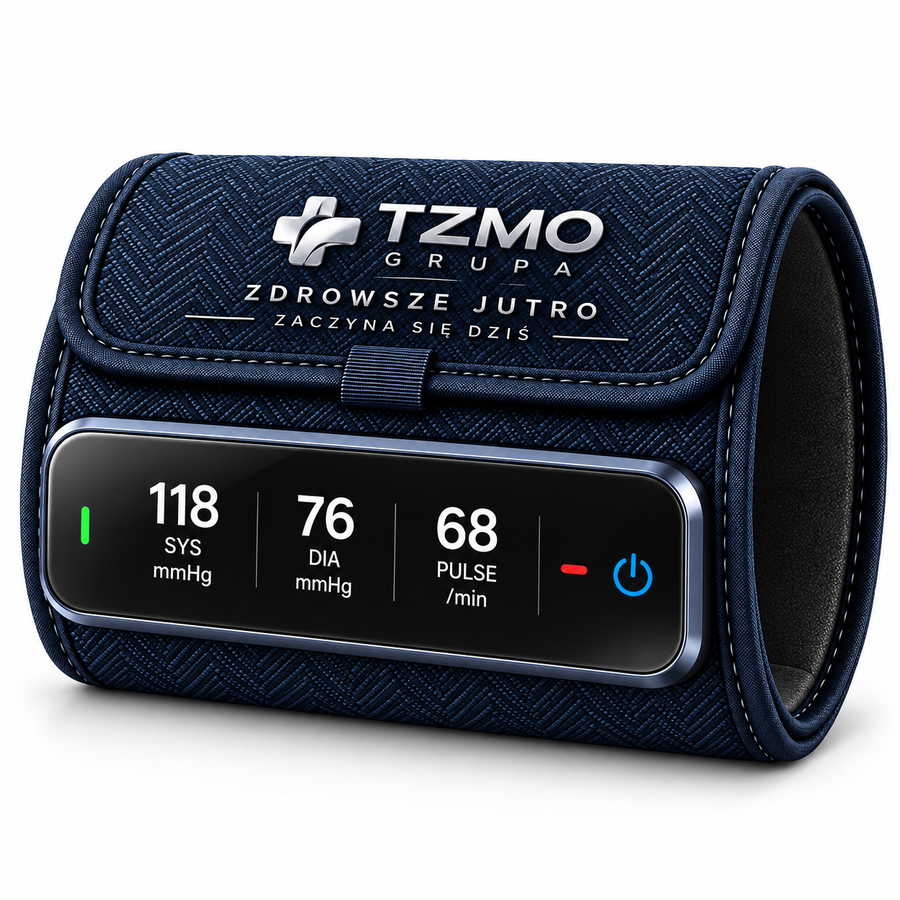 Inteligentny ciśnieniomierz naramienny TZMO z funkcją AFib, Bluetooth 5.0 i aplikacją, mankiet 22–42 cm, pamięć 2 × 100, ładowanie USB-C