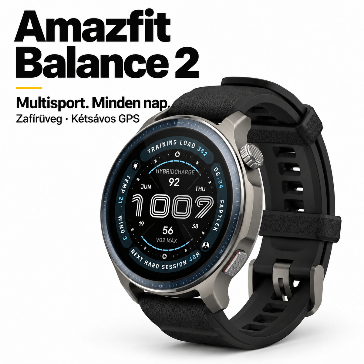 Amazfit Balance 2 – okosóra 1,5″ AMOLED kijelzővel, zafírüveggel, GPS-szel és offline térképekkel