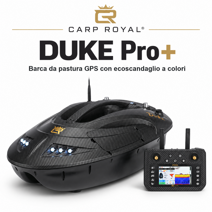 Carp Royal DUKE Pro+ – Barca da pasturazione GPS con ecoscandaglio a colori e pilota automatico