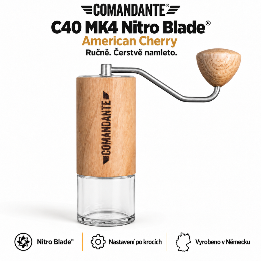 Comandante C40 MK4 Nitro Blade – Ruční mlýnek na kávu s ocelovými kameny a přesným nastavením hrubosti