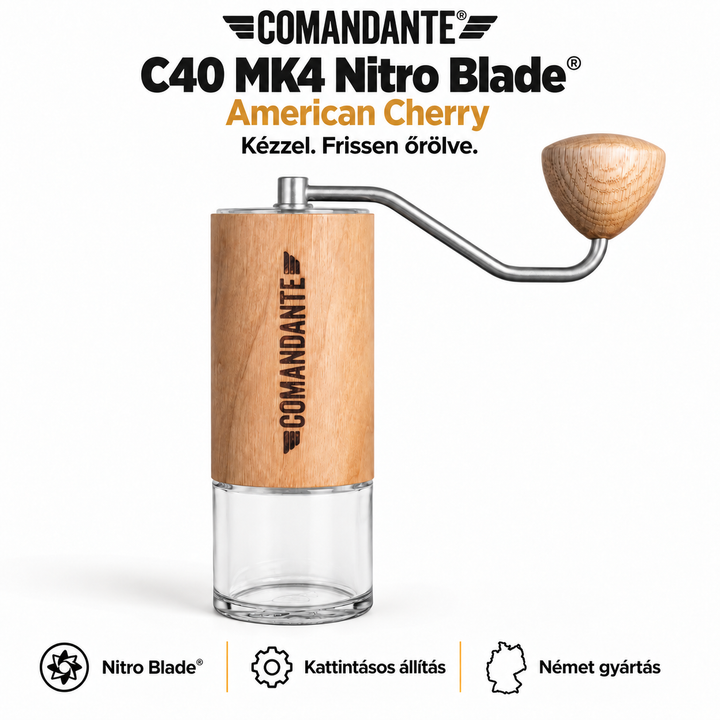 Comandante C40 MK4 Nitro Blade – Kézi kávédaráló acél őrlőművel és állítható őrlésfinomsággal