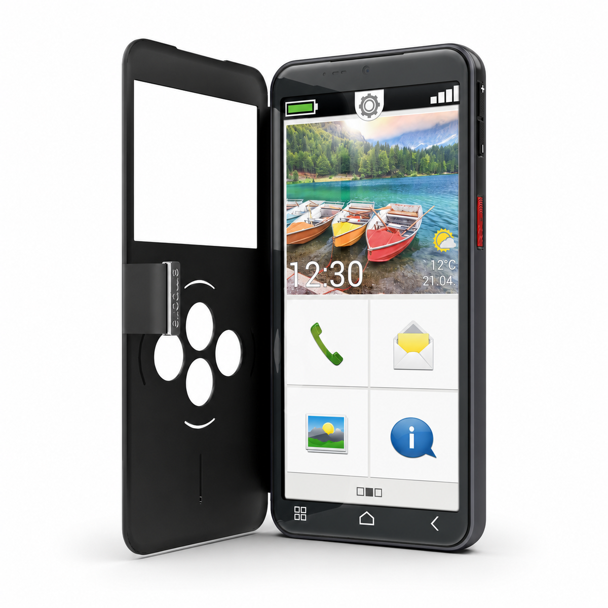 emporia SMART.6lite – Einfaches Smartphone mit Smartcover, 128 GB, NFC und Ladeschale