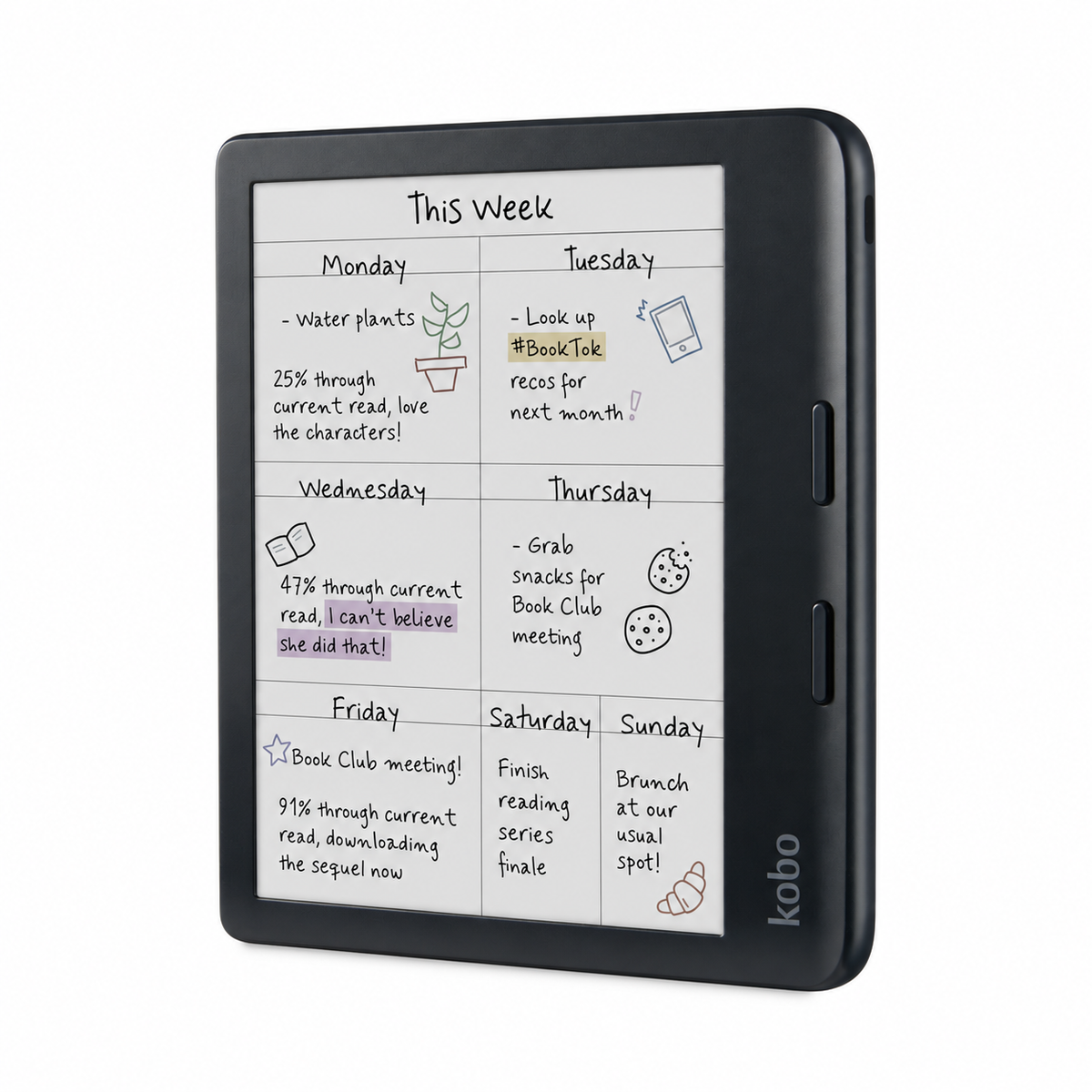 Kobo Libra Colour – 7-Zoll-Farb-E-Reader mit 32 GB, Blättertasten und ComfortLight PRO